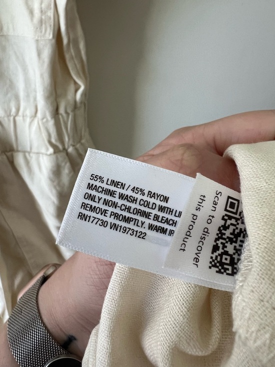 NWT Universal Thread Linen Jumpsuit Wide Leg Cargo Pockets Belted Cream White 0 - Picture 9 of 9